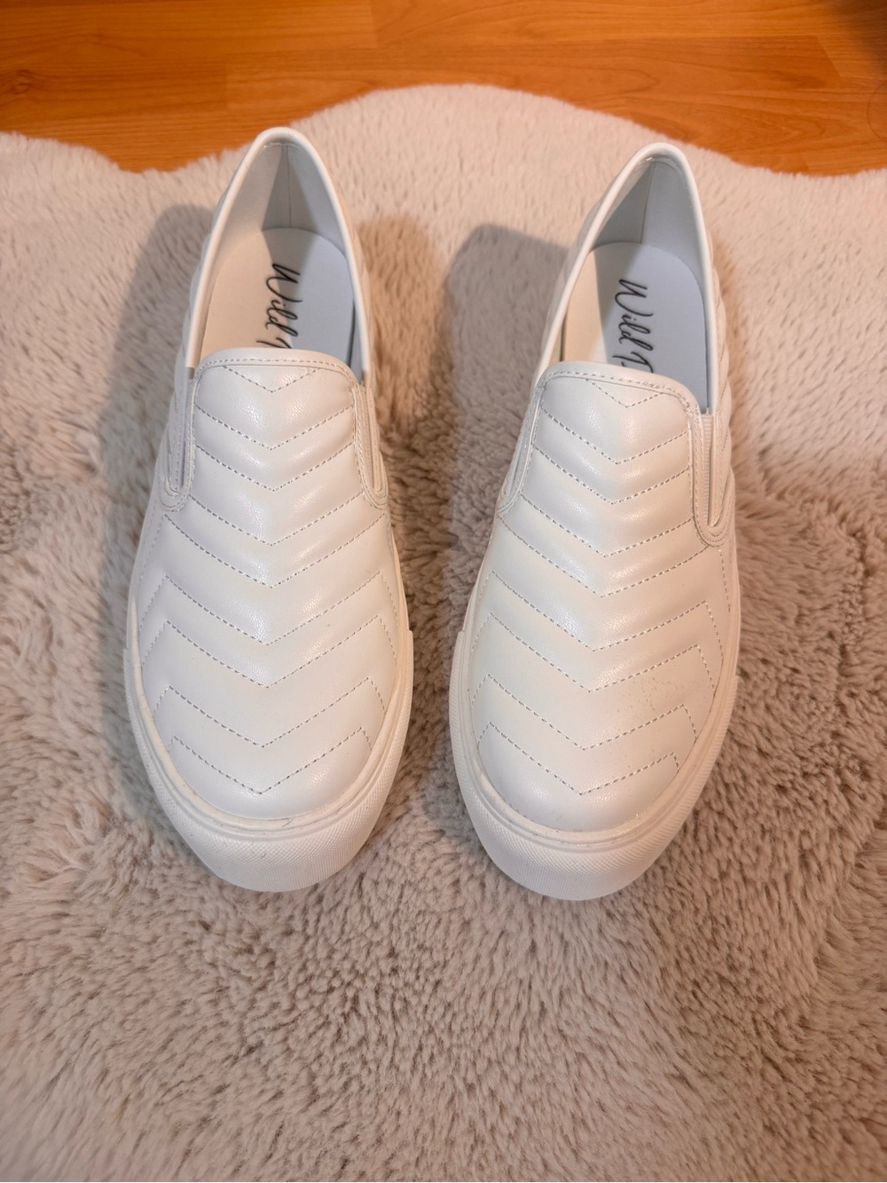 Wild Pair White Quilted Slip-On Sneakers Size 10